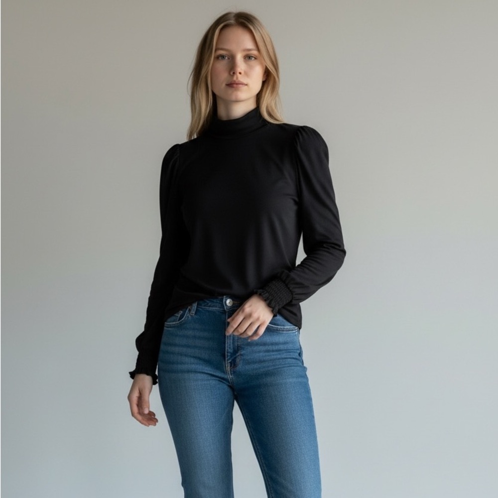 2/$30 Draper James Knit Turtleneck Long Sleeve Black SZ XS